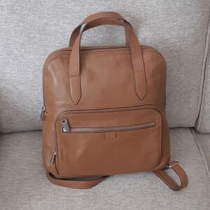 Fossil Riley English tan Leather Backpack